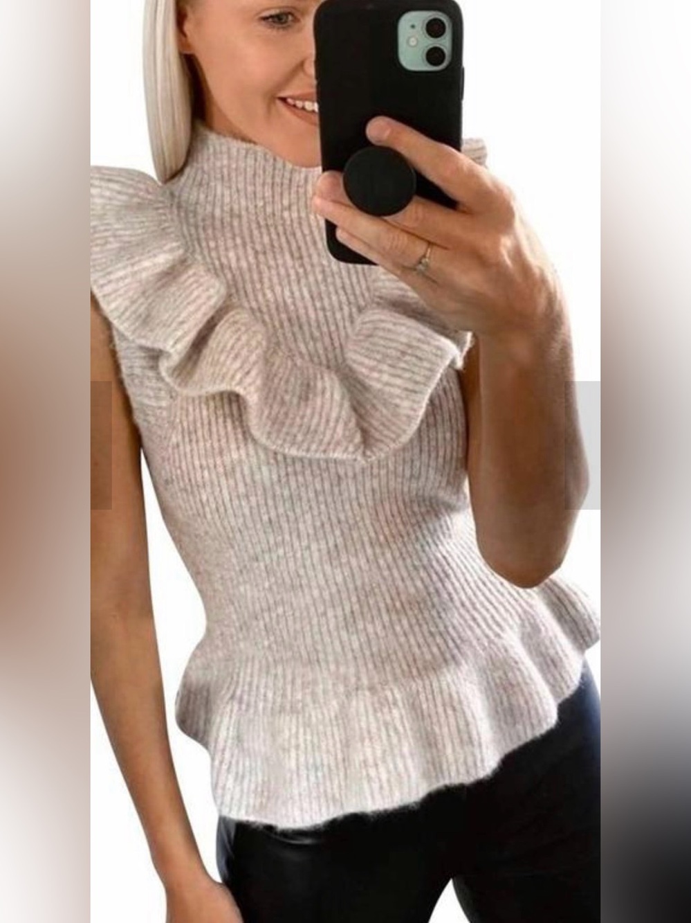 Zara Knit Ruffle Peplum Top - Picture 2 of 4